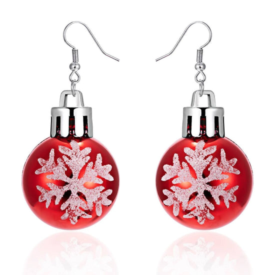 Red Christmas Ball Earrings