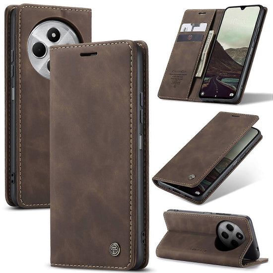 Compatible with Xiaomi Redmi 14C Case Leather Card Holder Stand Multicolor Style A