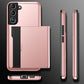 Compatible with Samsung Galaxy S22 Case with Card Slot Rose Gold