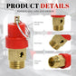 Air Compressor Safety Valve 115 PSI G1/4 Male Red Capsule 1pc Compatible with Various Brands