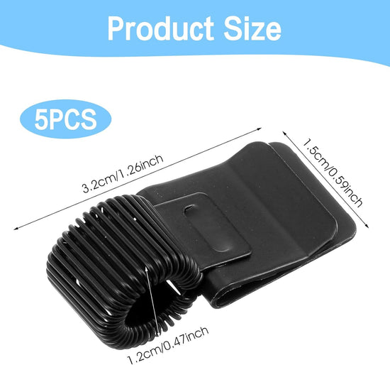 5Pcs Pen Loop Holder, Black Pen Clip Board Holders, Metal Pen Holder Clips with Adjustable Spring Loop, Pen Pencil Holder Organizer, for Notebook and Clipboard in Home, Office, Pocket