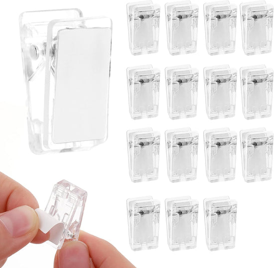 15 Pcs Tapestry Wall Hanging Clips, Self Adhesive Clips Wall Clips Poster Hanger Shower Curtain Clips Double-Sided Adhesive Spring Clips for Blanket Poster Clothing Wall Flag (Clear)