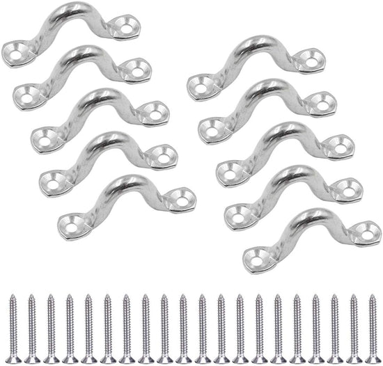 10Pcs M8 316 Stainless Steel Bimini Boat Top PAD Eye, Eye Straps, Tie Down, Kayak Deck Loops, Tie Down Anchor Point, Footman&