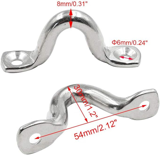 10Pcs M8 316 Stainless Steel Bimini Boat Top PAD Eye, Eye Straps, Tie Down, Kayak Deck Loops, Tie Down Anchor Point, Footman&