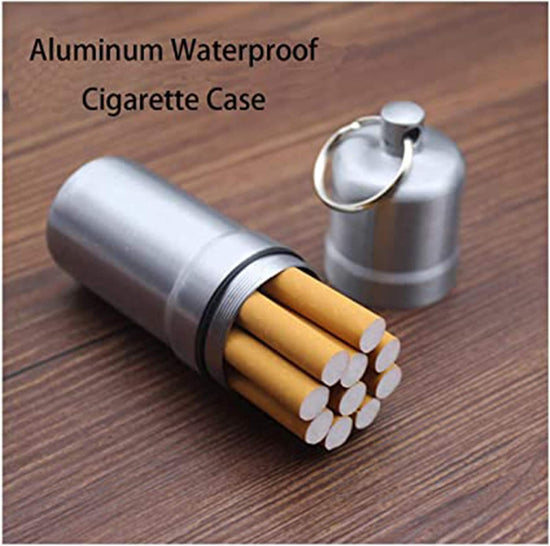 Cigarette Box, Aluminum Alloy Cigarette Case, Airtight Smell Proof Container, Cylinder Sealed Portable Waterproof Unique Birthday for Women Men 2pcs