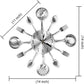 Metal Kitchen Cutlery Wall Clock 14 Inch with Fork Spoon 3D Non Ticking Quartz Watch Clock for Bedroom Home Decor,Silver