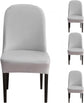 Curved Dining Room Chair Covers,Round Back Dining Chair Slipcovers, Curved Thick Plush Office Chair Covers Slipcovers, Wingback Dining Chair Covers Slipcovers Dining Room Chair Protectors(Silver gray,