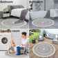 Moroccan Style Grey Round Woven Cotton Washable Absorbent Rug 120cm with Fringes