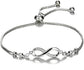925 Sterling Silver Infinity Love Heart Bracelet with Cubic Zirconia Adjustable for Women