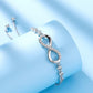 925 Sterling Silver Infinity Love Heart Bracelet with Cubic Zirconia Adjustable for Women