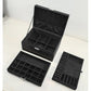 Black Jewelry Box with Key Lock and Multiple Compartments Black—yux