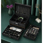 Black Jewelry Box with Key Lock and Multiple Compartments Black—yux