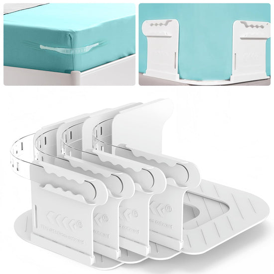 Invisible Sheet and Bed Cover Fastener Set of 4 White Keeps Sheets Tight Removable Storable
