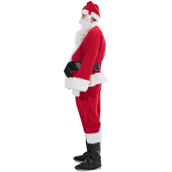 Santa Claus Costume 7 Parts Complete Set for Adults Cosplay with Elf XL 180-195cm