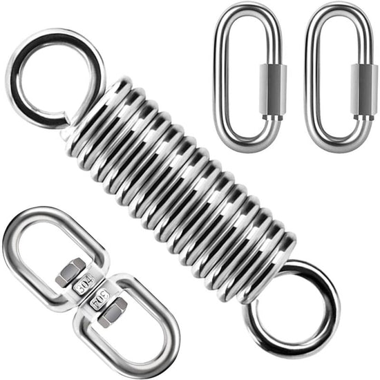 Spring Suspension with 360° Swivel Hooks and Carabiners, Spring Suspension for Hanging Chair Yoga Sandbag, Load 200 kg (Spring Suspension)