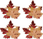 Fall Maple Leaf Napkin Rings Set of 4 Thanksgiving Maple Napkins Holder with Rhinestones Maple Leaves Serviette Buckle Holder for Fall Harvest Table Accessories Home Decor