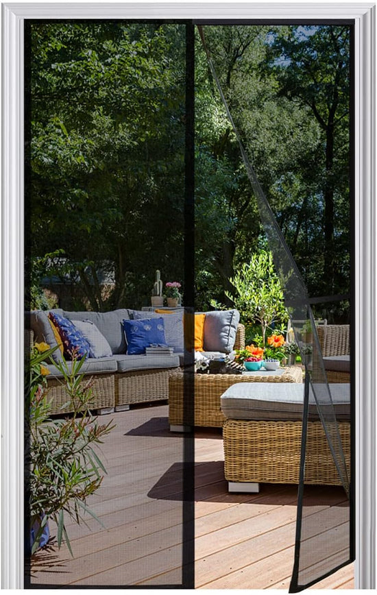 Magnetic Screen Door, Heavy Duty Self-Sealing, Screen Size 50"x81", Fit Door Size up to 48x80 Inches, Hands-Free Durable Fiberglass Screen Doors with Gravity Sticks, Push Pins, Frame Hook&Loop Strips