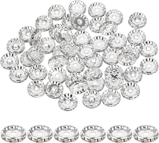 Rhinestone Beads for Pens Making, 100 Pcs 12mm Bulk Beadable Spacer Beads Rhinestone Bead Glitter Wave Diamond Crystal Bead for DIY Pens Bracelet Jewelry Making Craft Supplies(Style2)