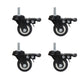 4Pcs 1.5 Inch Heavy Duty Caster Wheels Swivel Casters with Brake and M8 Threaded Stem, Loading 50kg/110lbs Black Rubber