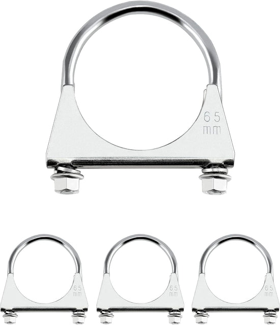 Stainless Steel U-Bolt Muffler/Exhaust Clamp (2.5" Diameter), 4 Pack U-Bolt Muffler Tip Exhaust Hook