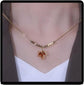 Leaf Necklace, Beaded Chain Necklace For Women Gold Plated Pendant Necklace Rhinestone Choker Necklace Simple Dainty Trendy Thanksgiving fall Necklace Jewelry Gift