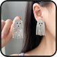 Ghost Earrings For Women, Silvery Dangling Tassel Earring With Cubic Zirconia Lovely Halloween Jewelry Gift