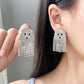 Ghost Earrings For Women, Silvery Dangling Tassel Earring With Cubic Zirconia Lovely Halloween Jewelry Gift