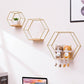 3 Pcs Gold Hexagon Wall Shelves, Floating Decorative Wire Wall Mounted Shelf, Multi-use Geometric Floating Shelves Metal Shelving for Bedroom Living Room Kitchen Office, 6.7in 9.4in 11in