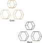 3 Pcs Gold Hexagon Wall Shelves, Floating Decorative Wire Wall Mounted Shelf, Multi-use Geometric Floating Shelves Metal Shelving for Bedroom Living Room Kitchen Office, 6.7in 9.4in 11in