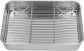 Broiler Pan for Oven, Rectangular Tray Deepened Kitchen Bakeware Rack Roaster Refrigerated Crisper Chassis Grid Roasting Pans Cookie Nonstick Cake Pastry with Grill Set (10.43x8.07x1.96 Inch)