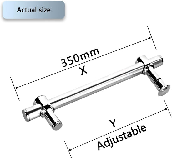 Metal Shower Glass Door Handle, Interior Shower Single Side Door Handle Grab Bar with Accessories Sets - Stainless Steel, Adjustable Hole Distance (Size : 350mm)