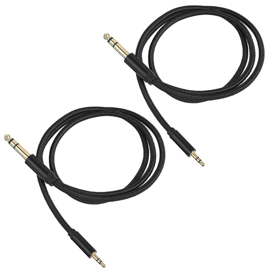 2 Pack 1/8 to 1/4 Stereo Audio Cable, 3.5mm TRS to 6.35mm Audio Cable 4Ft Stereo Cable Braided Hi-Fi Sound Bidirectional Stereo Audio Adapter Jack for Home Theater Devices Guitar Laptop and Amplifiers