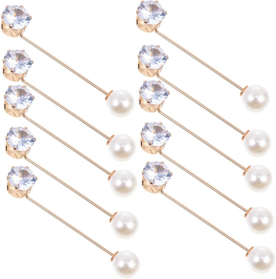 Healifty 10pcs Lightweight Brooch Pins for Women Removable Pearl Decorative Clothes Brooches Sweater Cardigan Clips Fine Craftsmanship Gentle Stylish Waistcoat Accessories