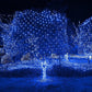 Solar Net Mesh String Lights, 9.8ft x 6.6ft 192 LED Outdoor Waterproof LED Decorative Lights with Remote for Party Christmas Holiday Garden Patio, Blue