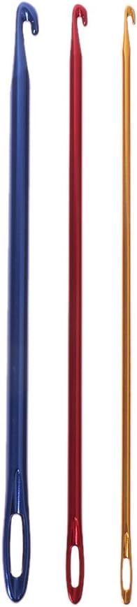 Afghan Aluminium Crochet Hook Knitting Needle Hand Knit Tool with Threading Hole