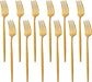 12 PCS Modern Stainless Steel Dinnerware Flatware Set, Reusable Popular Dinner Fork, Widely Use on Home, Restaurant, Party, 8.6 Inch, Gold