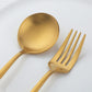 12 PCS Modern Stainless Steel Dinnerware Flatware Set, Reusable Popular Dinner Fork, Widely Use on Home, Restaurant, Party, 8.6 Inch, Gold