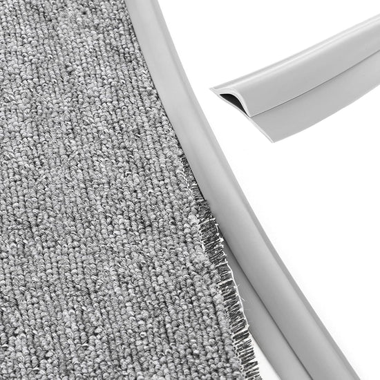 Carpet Edge Binding Trim, Self Adhesive Grey Floor Transition Strip/Rugs Edging Bar for Indoor Doormat Protect, Flexible PVC Seal Molding for Robot Vacuum Cleaner (1050cm (34.4ft))