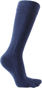 Mens Knee High Toe Socks Cotton Five Finger Sports Running Long Tube Calf Socks, 4 Pairs