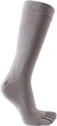 Mens Knee High Toe Socks Cotton Five Finger Sports Running Long Tube Calf Socks, 4 Pairs