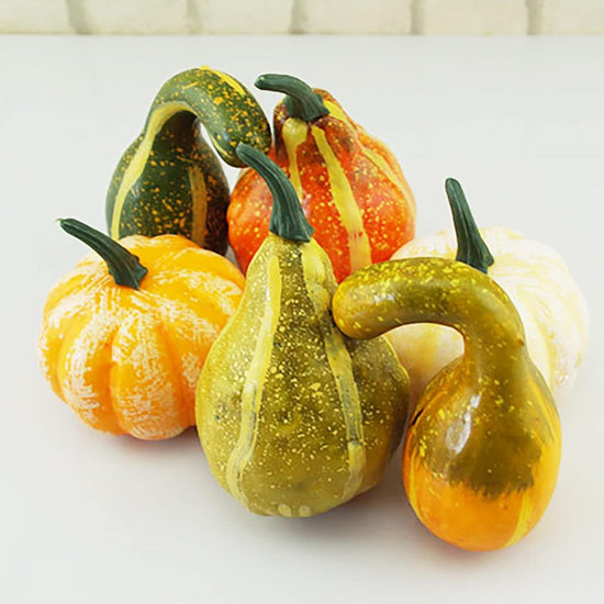12 Pcs Artificial Pumpkins and Gourds Set, Small Faux Foam Pumpkins Artificial Vegetables for Halloween Fall Thanksgiving Party Table Decoration Supply (12pcs)