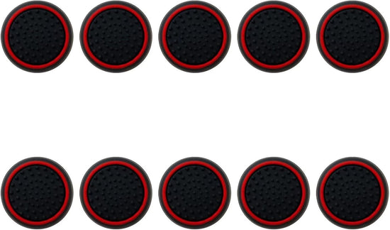 10Pcs Analog Controller Thumb Stick Grip Thumbstick Cap Cover for PS3/PS4/PS5 Controller - Black Background with Red Circle