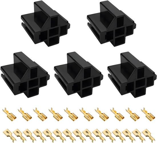 5 PCS Pin Relay Connectors, 12V Socket 30Amp/40Amp Connector with 6.3mm Terminals, Automotive Terminal Relays Case Holder for Cars Trucks SUVs, Car Accessories