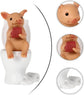 Cabilock Mini Resin Cute Pig Figurines Texting On Toilet Statue, Miniature Piggy Sculpture, Garden Farm Statue Collectible Lawn Ornament Desktop Animals Adornment