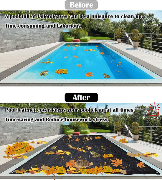 Leaf Net Pool Cover,Protective Mesh Cover with Reinforcement Edge and Rope,All-Weather Outdoor Cover for Inground and Above Ground Swimming Pools, Cuttable Rectangle Shape (12x24ft)
