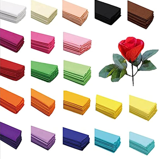 Crepe Paper Folds (20 Sheets) - 20 Inches Wide by 3.2 Feet Long - Mexican Crepe Paper -21 Assorted Color (Orange)