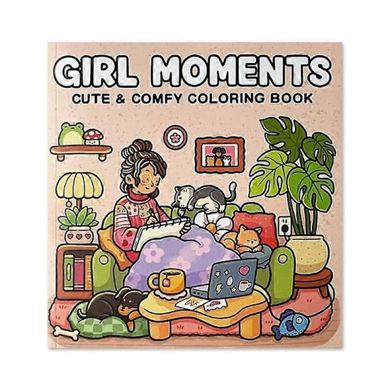 Cute Cozy Coloring Book for Adults Teens F-XY502 Little Corner Cozy Friends Spooky Cutie Comfy Days Fuzzy Hygge Girl Moments