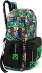 Minecraft Backpack For Boys School Backpack Kids Compatible Minecraft Black Green Creeper Zombie Skeleton Enderman Cave Spider
