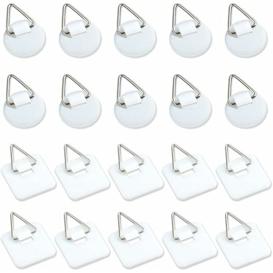 50-Pack 1\" Invisible Adhesive Hangers, Self-Adhesive Vertical Wall Plaque Hangers, Wall Plaques for Plates, Pictures, Decorative Art (White)