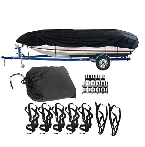 16-18FT：570cm*300cm Boat Cover Trailerable Marine Grade 210D grey